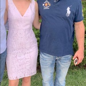 Periwinkle lace midi dress